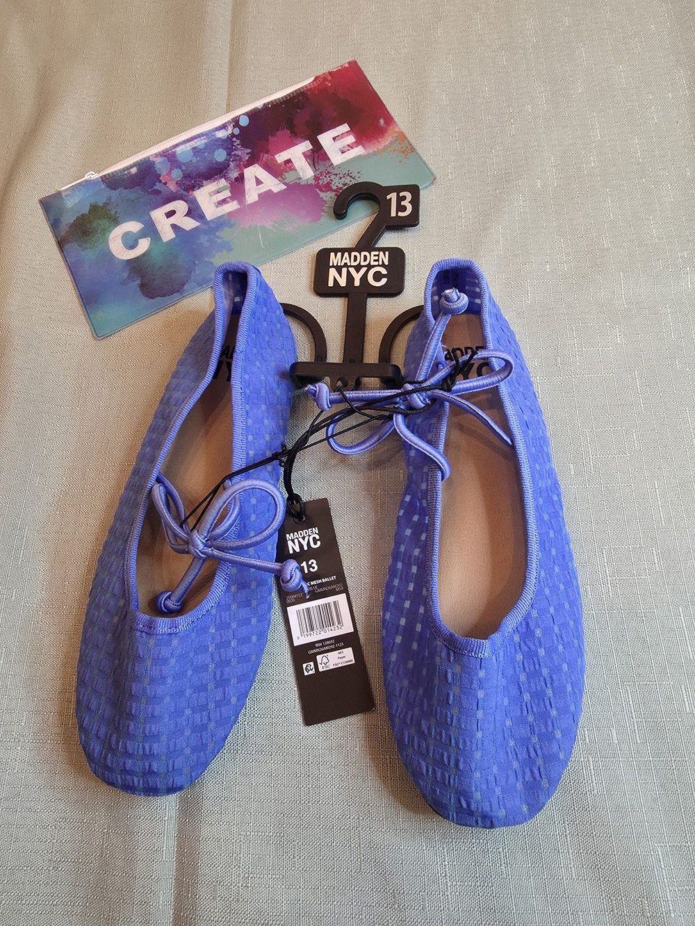 Madden NYC Kids' Blue Dress Ballet Flats with Tie Size 13
